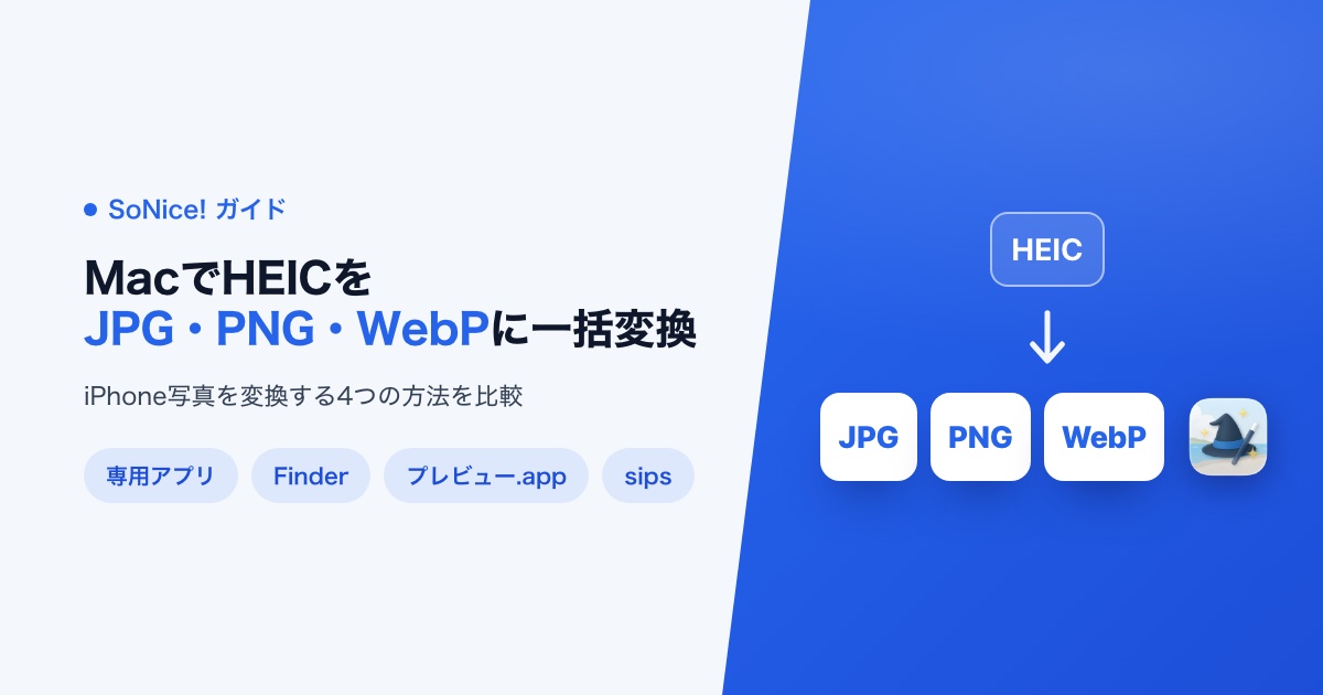 MacでHEICをJPG・PNG・WebPに一括変換する方法4つの画像