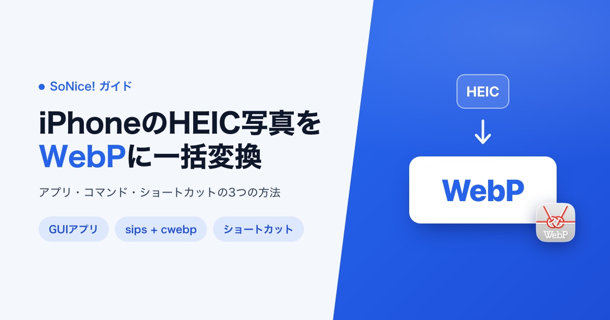 MacでiPhoneのHEIC写真をWebPに一括変換する方法(アプリ・コマンド・ショートカット)の画像